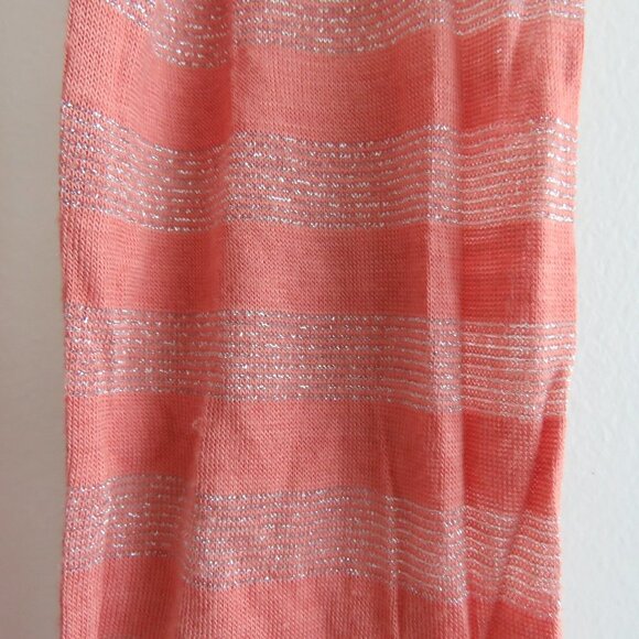 FREE PEOPLE Peach Metallic Striped V-Neck Henley Top - Size S - Picture 4 of 16